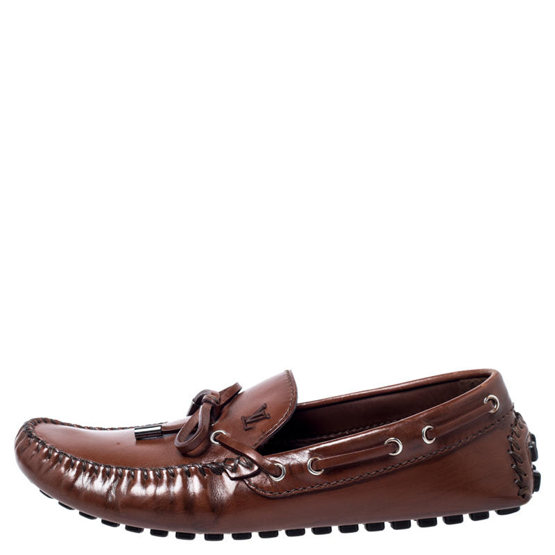 

Louis Vuitton Brown Leather Arizona Bow Loafers Size
