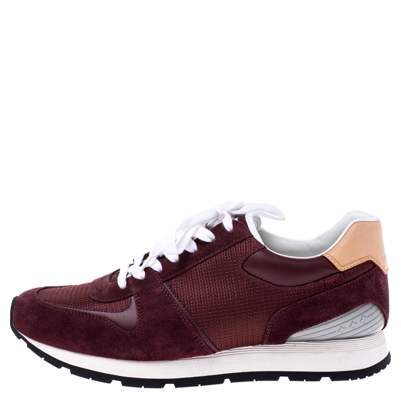 

Louis Vuitton Burgundy Mesh, Leather and Suede Abbesses Lace Up Sneakers Size