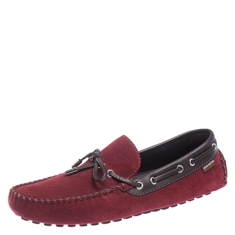Louis Vuitton Red Suede Gloria Loafers Size 42.5