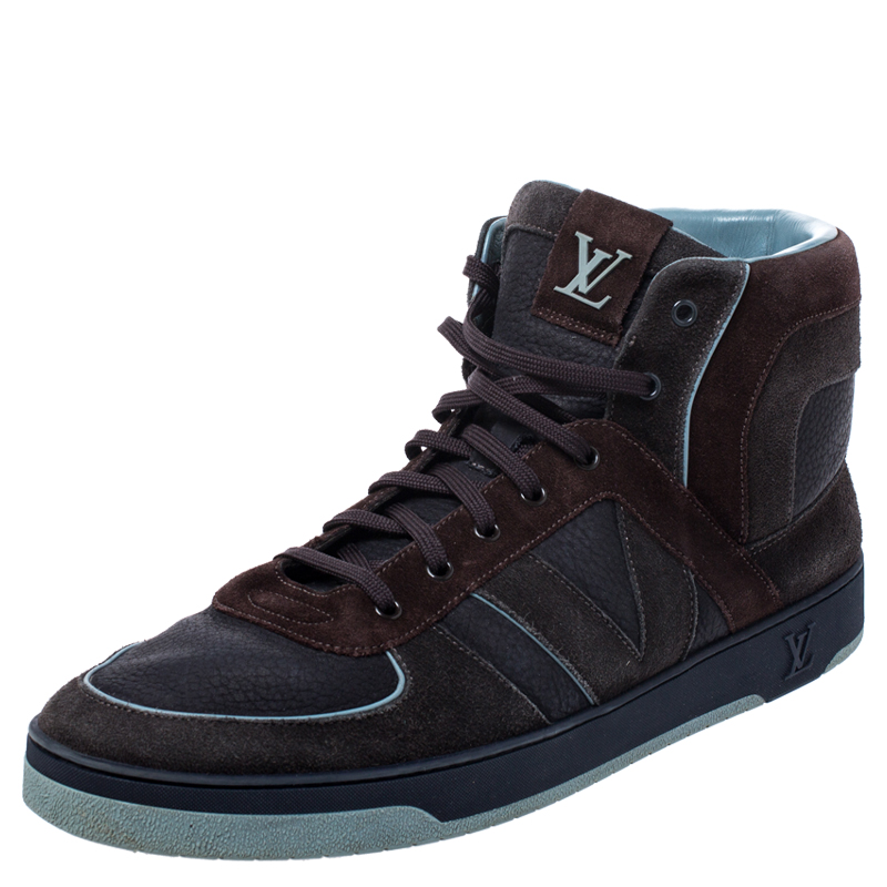 Louis Vuitton Multicolor Leather and Suede Lace Up High Top Sneakers Size  44.5 Louis Vuitton