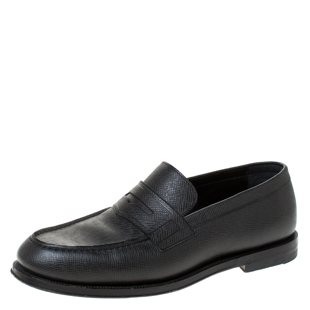 Louis Vuitton Black Textured Leather Penny Loafers Size 40 Louis Vuitton | TLC