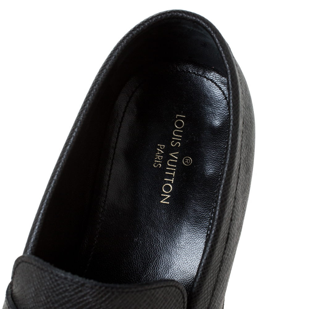 Louis Vuitton Black Textured Leather Penny Loafers Size 40 Louis ...
