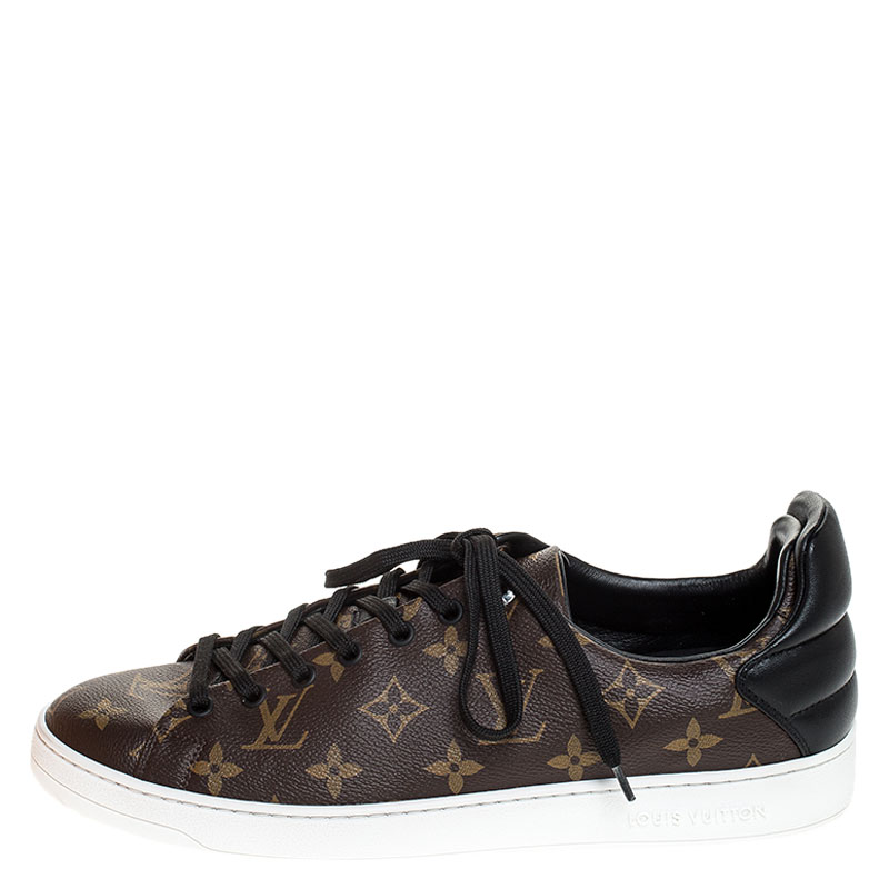 

Louis Vuitton Brown Monogram Canvas and Black Leather Frontrow Low Top Sneakers Size