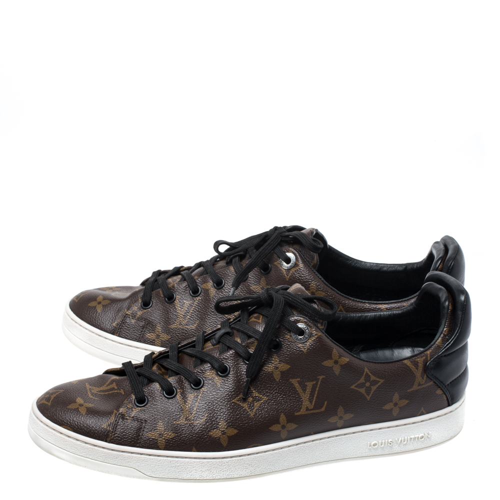 Louis Vuitton Brown Monogram Canvas and Black Leather Frontrow Low Top ...