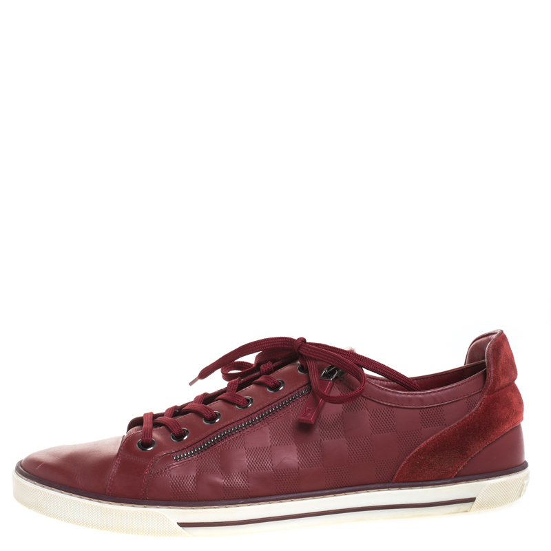 

Louis Vuitton Red Damier Leather Low Top Lace Up Sneakers Size