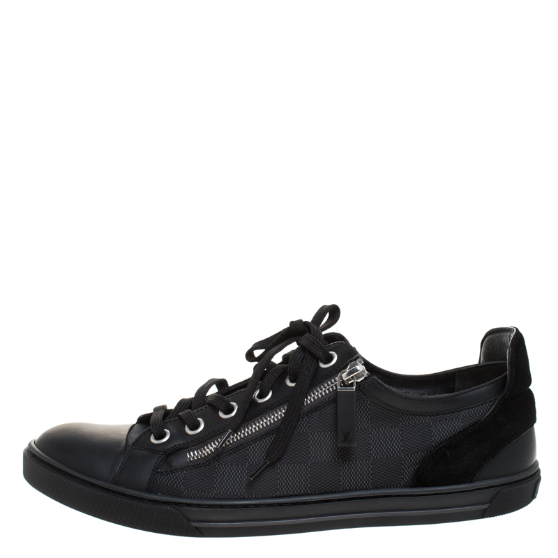 

Louis Vuitton Graphite Damier Nylon And Black Leather/Suede Adventure Low Top Sneakers Size