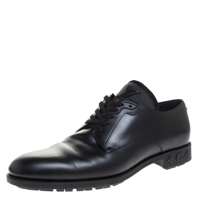 Pre Owned Louis Vuitton Black Leather Lace Up Derby Size 41.5