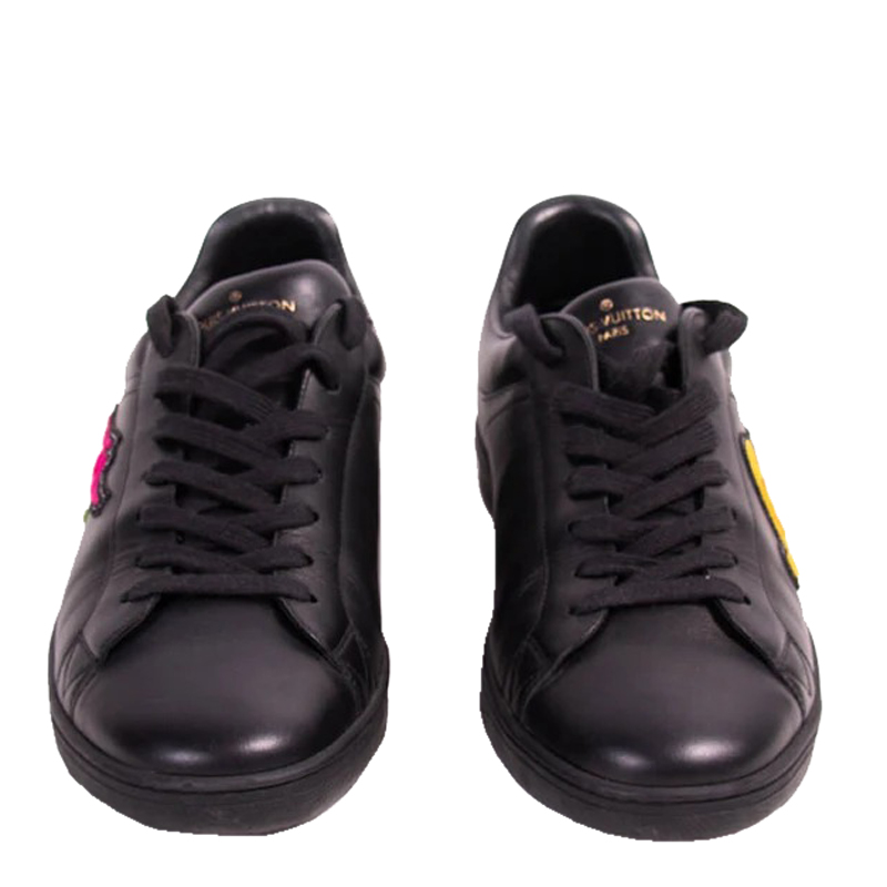 Luxembourg leather low trainers Louis Vuitton Black size 41.5 EU in Leather  - 32261590