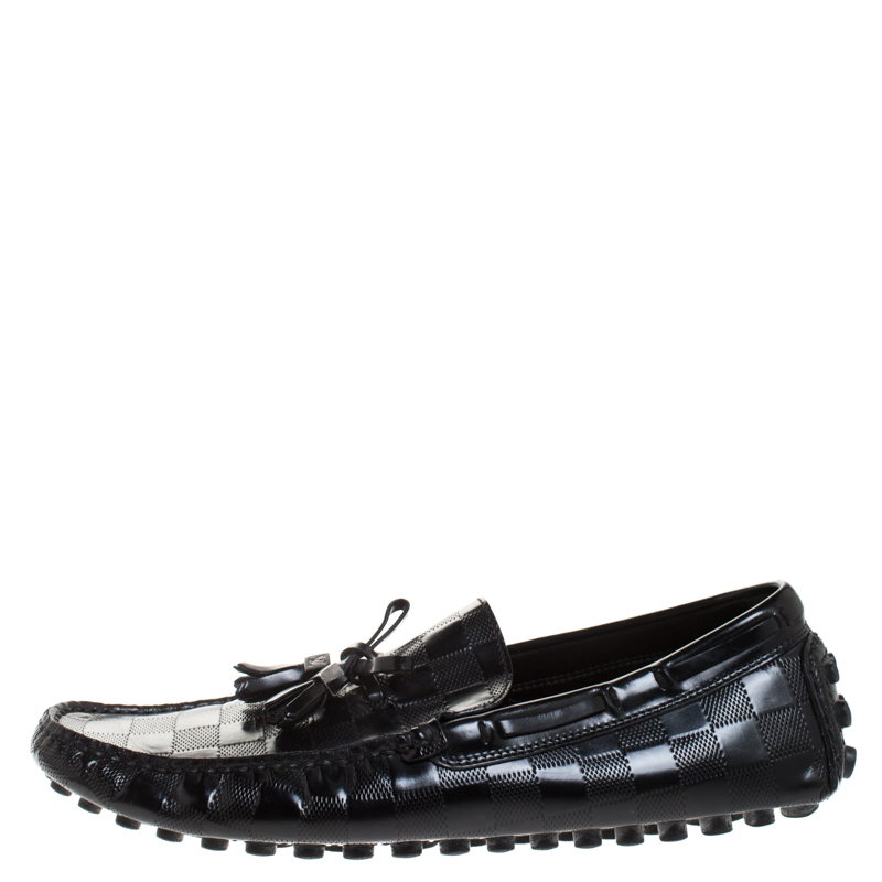 

Louis Vuitton Black Damier Leather Imola Tassel Loafers Size