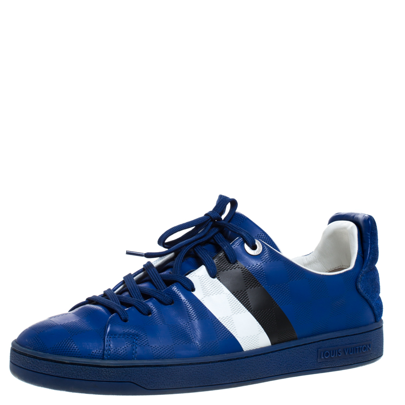 Pre-Owned Louis Vuitton Blue Damier Infini Leather Frontrow Sneaker Size 40 | ModeSens