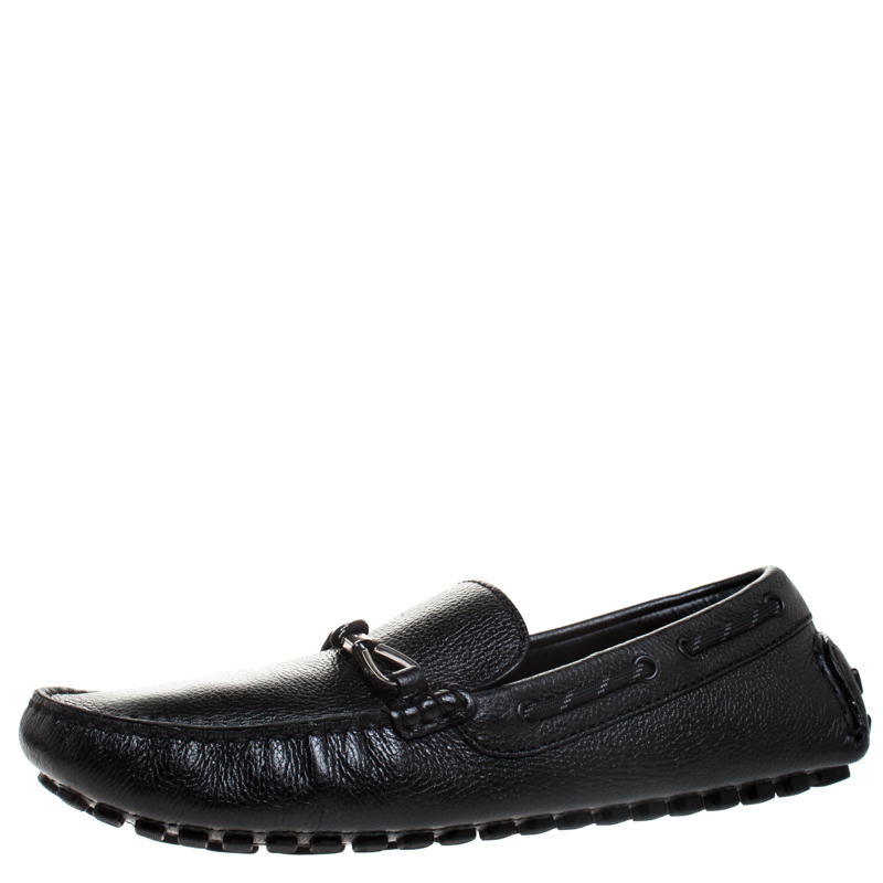 Louis Vuitton Black Leather Slip On Loafer Size 43