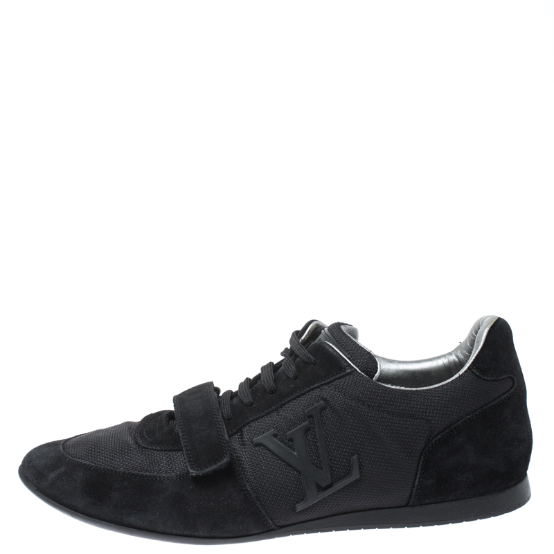Louis Vuitton Black Canvas and Suede Logo Velcro Strap Sneakers Size 41.5 Louis Vuitton | TLC