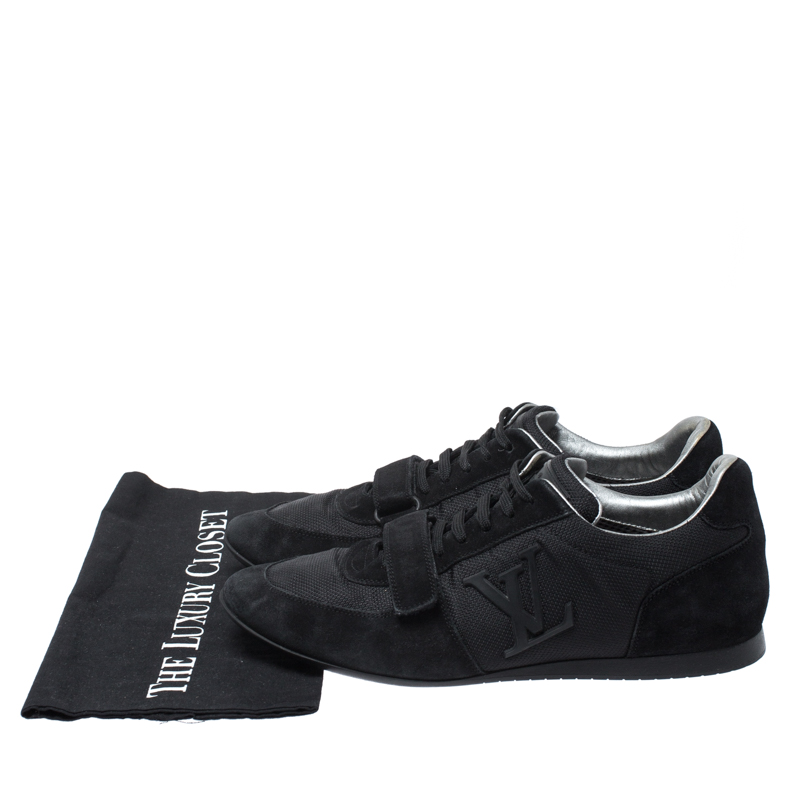 Louis Vuitton Black Canvas and Suede Logo Velcro Strap Sneakers Size 41.5 Louis Vuitton | TLC