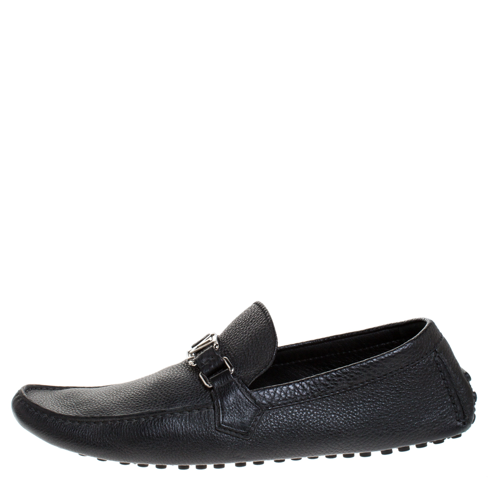 

Louis Vuitton Black Leather Monte Carlo Slip On Loafers Size