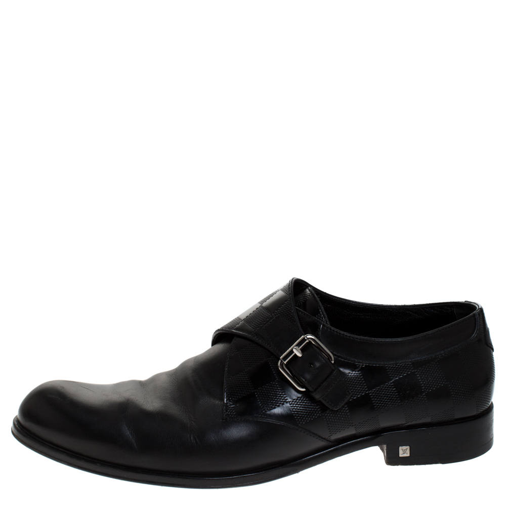 

Louis Vuitton Black Leather Infini Single Monk Strap Derby Size