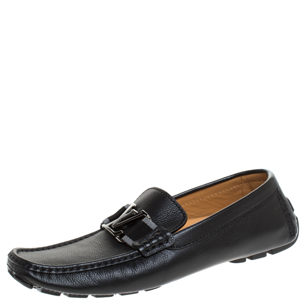 Louis Vuitton Black Leather Monte Carlo Loafers Size 41.5