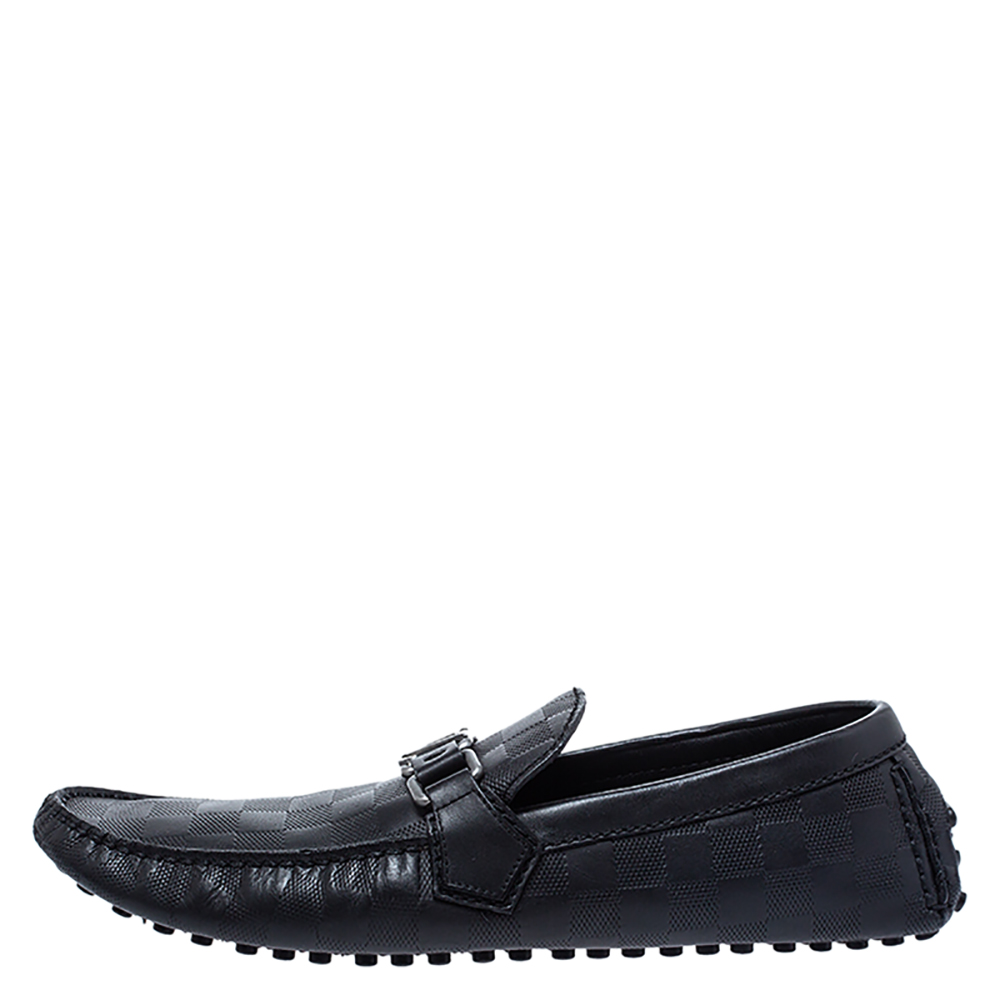 

Louis Vuitton Black Damier Embossed Leather Hockenheim Loafer Size