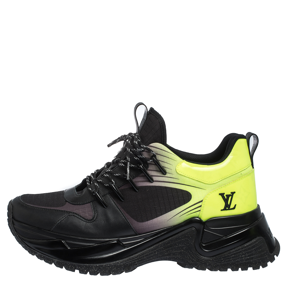Louis Vuitton Black/Green Leather and Mesh Run Away Pulse Sneakers Size ...