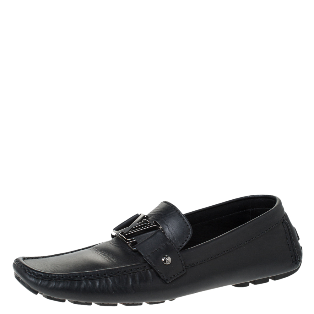 Pre Owned حذاء لوفرز لوي فيتون مونت كارلو جلد أسود مقاس 43