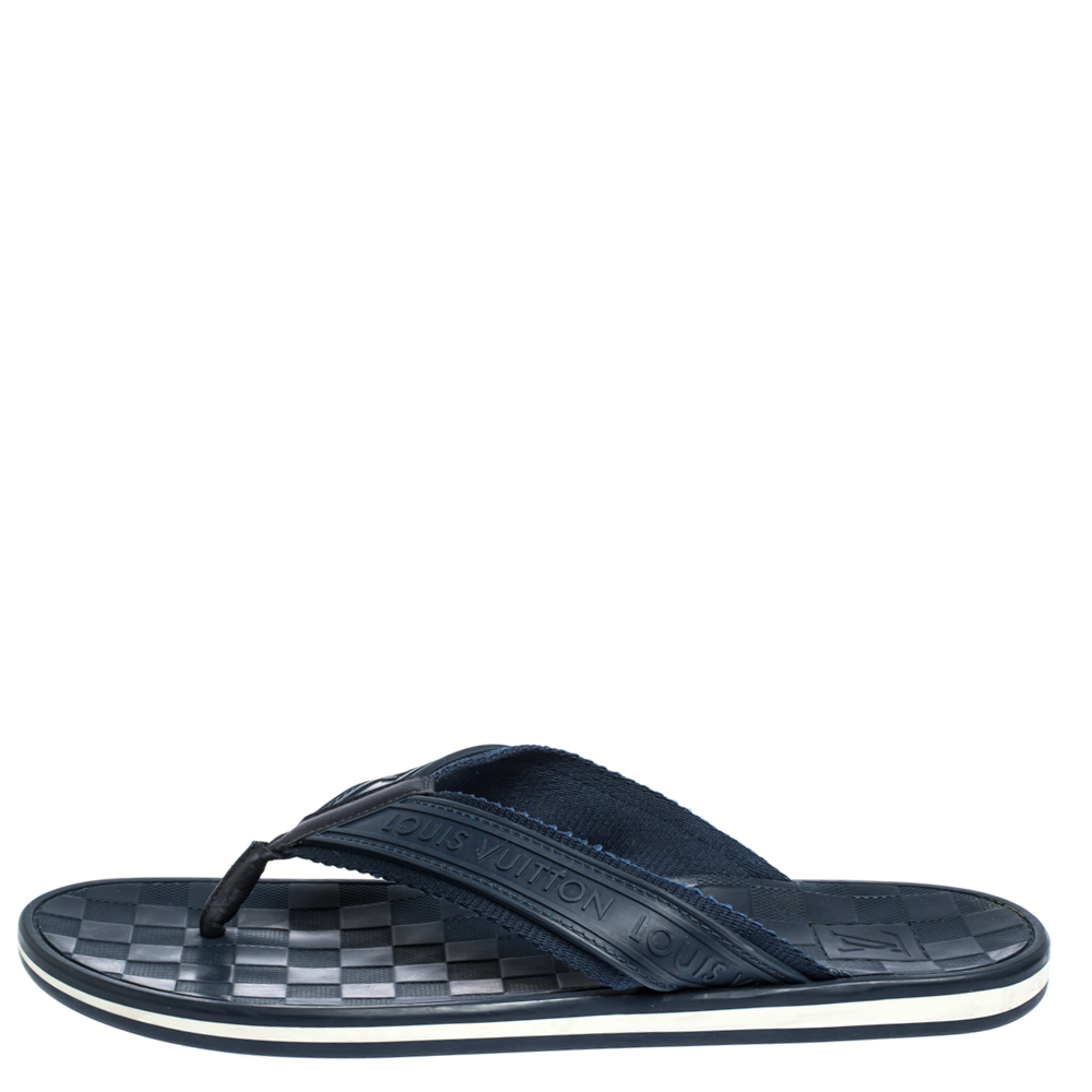 

Louis Vuitton Blue Canvas and Rubber Thong Sandals Size