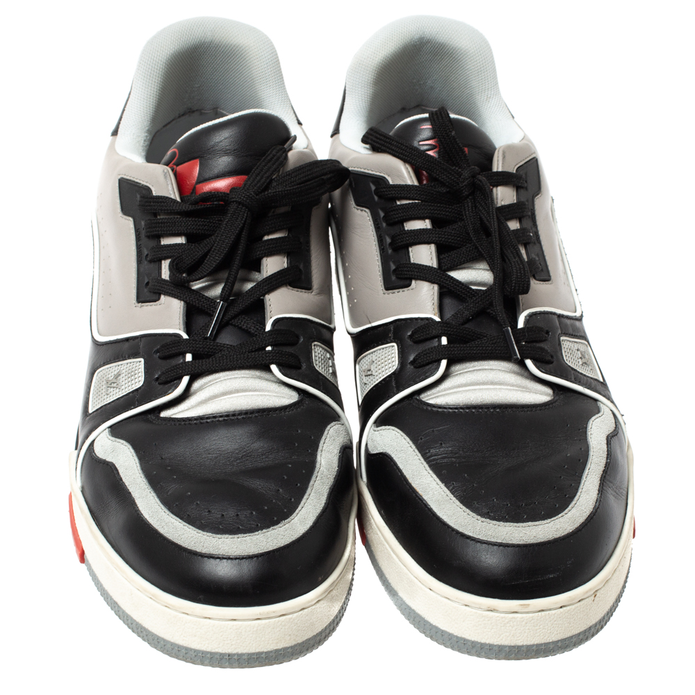Louis Vuitton Black/Grey Leather LV Trainer Sneakers Size 44 Louis ...
