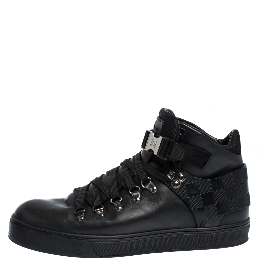 

Louis Vuitton Black Damier Infini Leather Highland Sneakers Size