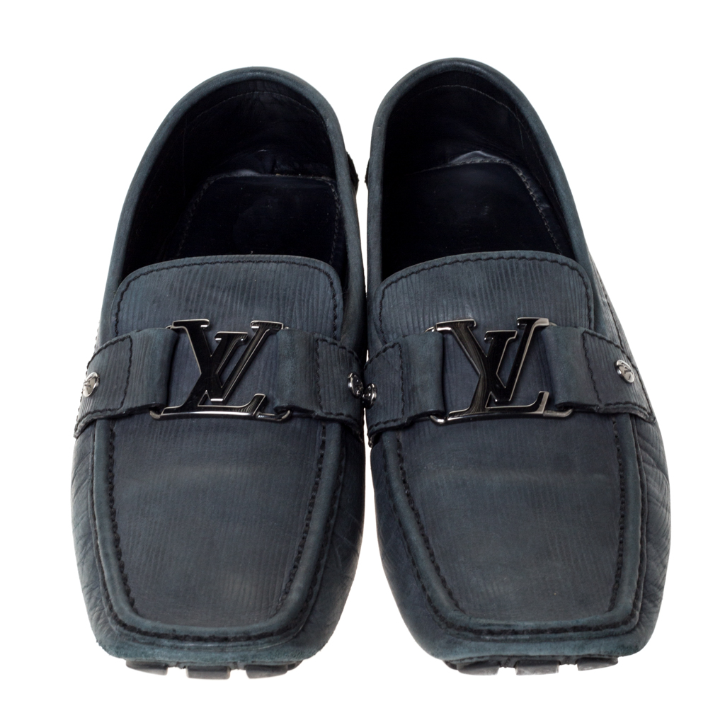 Louis Vuitton Grey Nubuck Leather Monte Carlo Slip On Loafers Size 43 Louis Vuitton | TLC