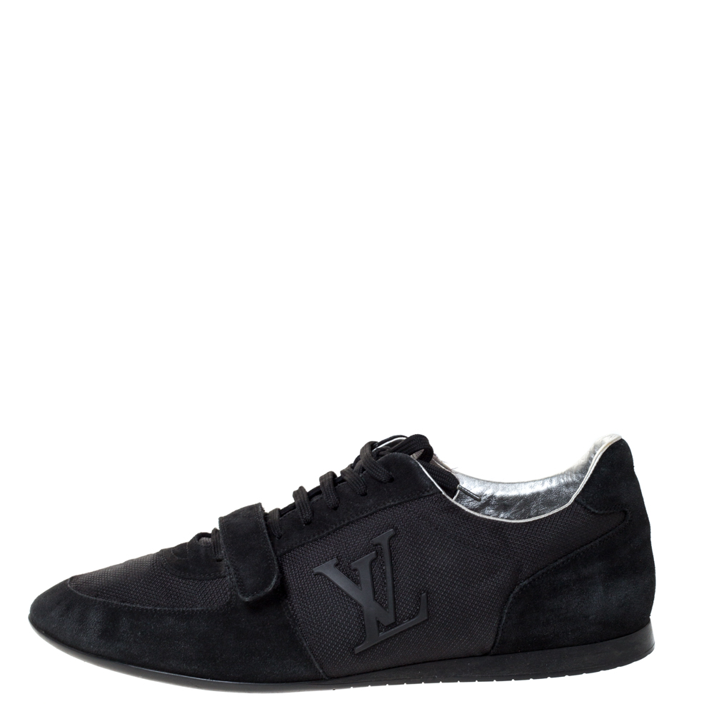 

Louis Vuitton Black Suede And Mesh Logo Velcro Strap Sneakers Size