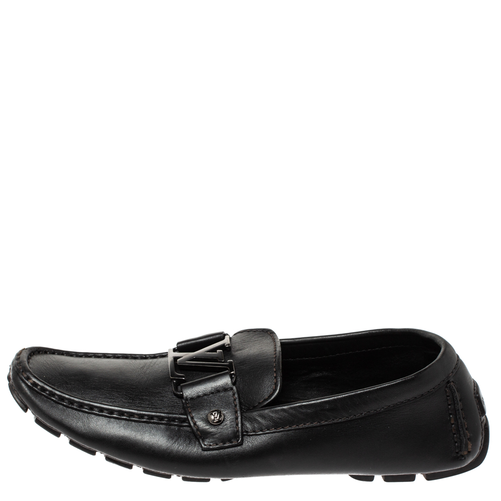 

Louis Vuitton Black Leather Monte Carlo Loafers Size