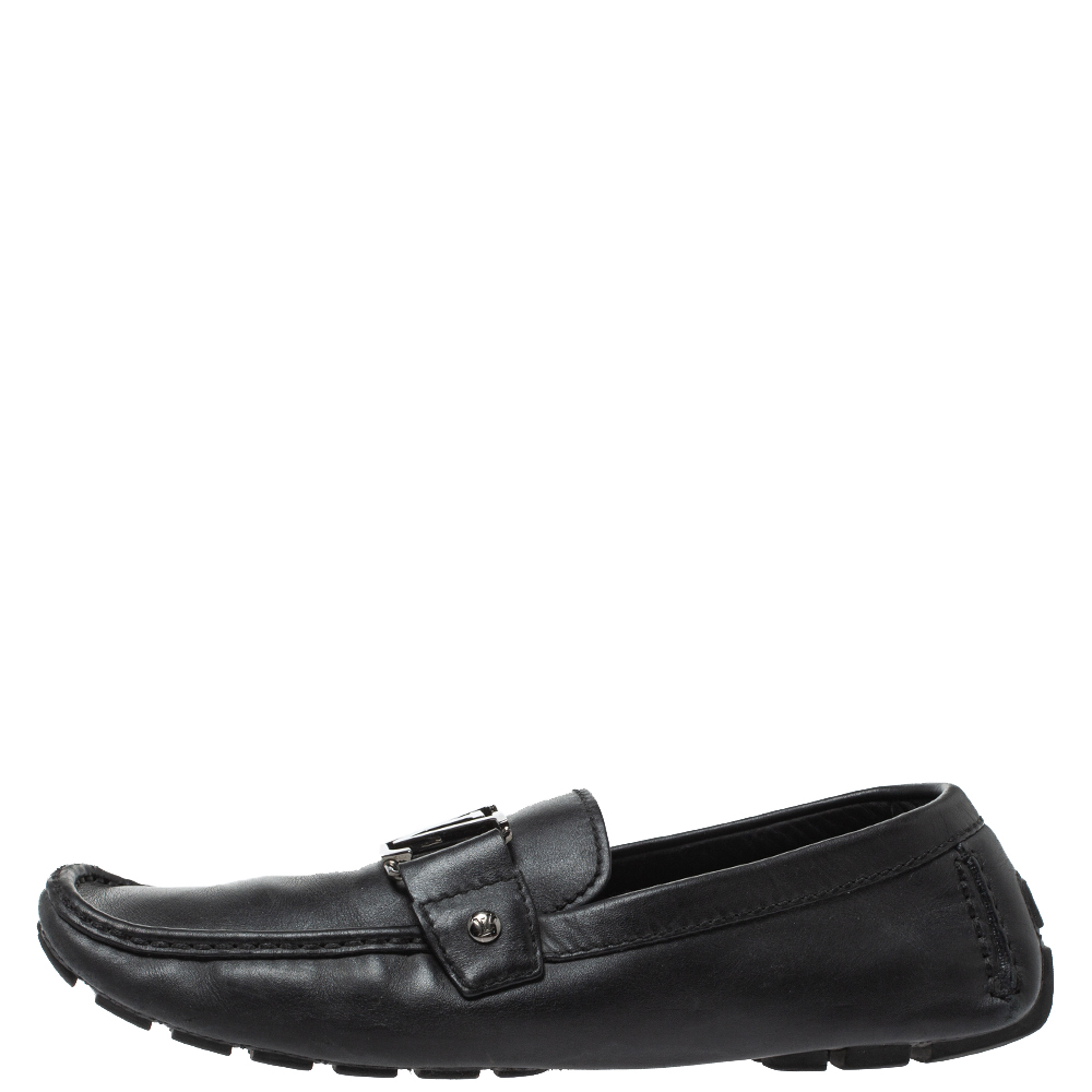 

Louis Vuitton Black Leather Monte Carlo Loafers Size
