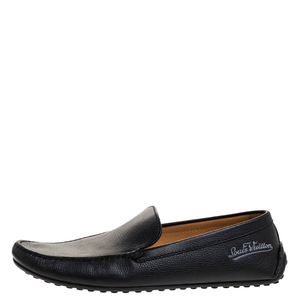

Louis Vuitton Black Leather Slip On Loafers Size