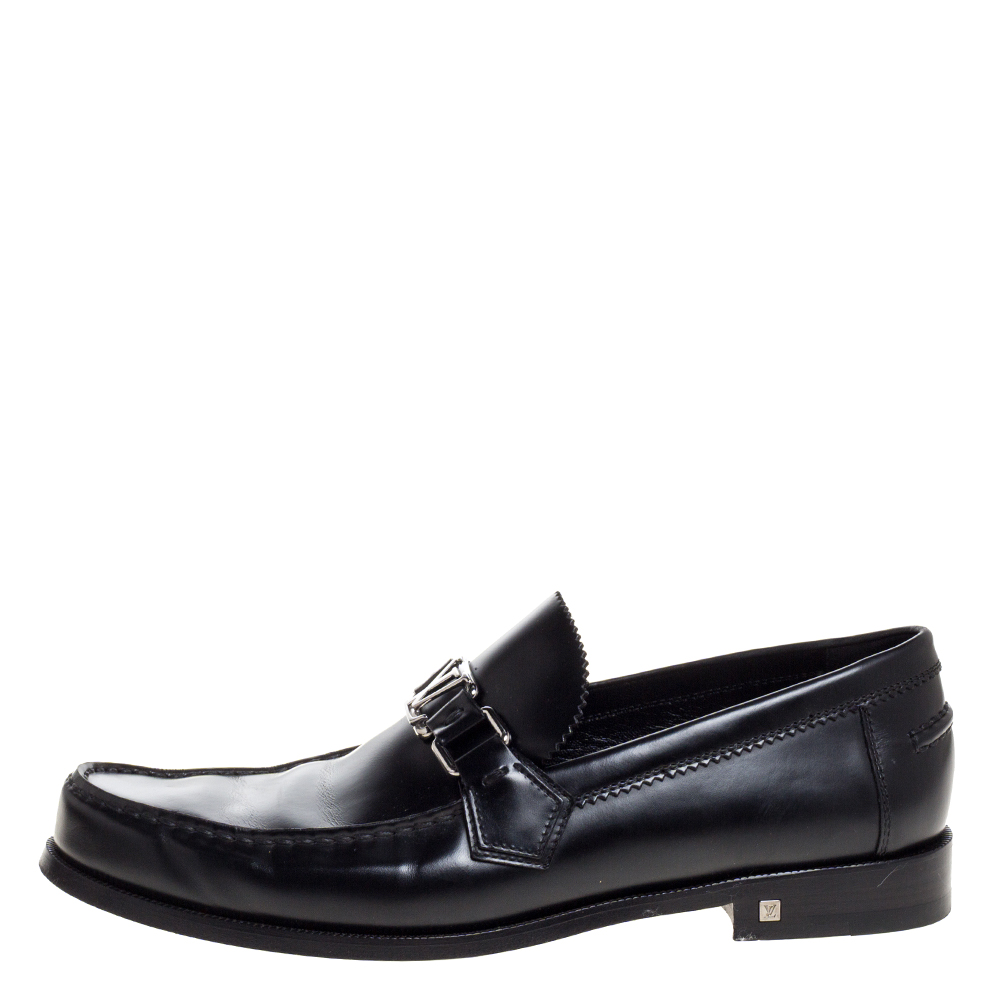 

Louis Vuitton Black Leather Major Slip On Loafers Size