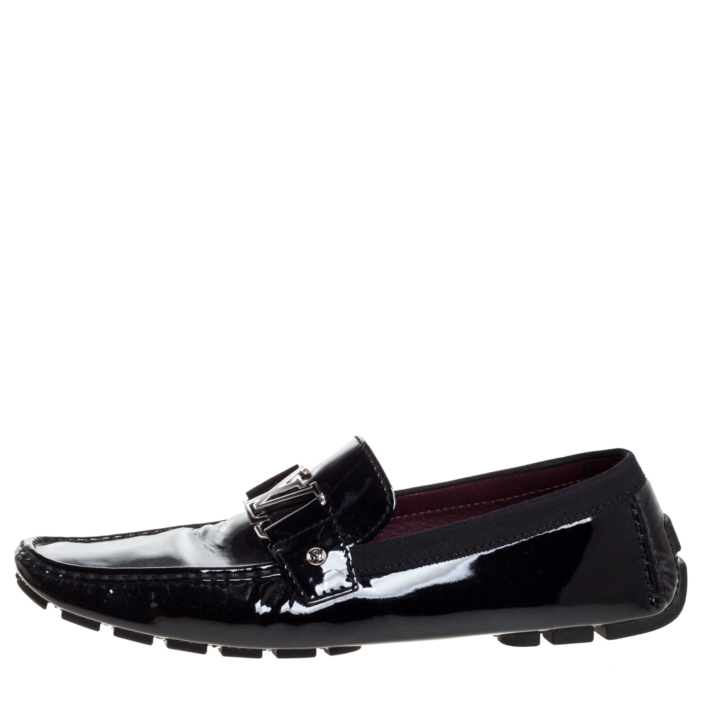 

Louis Vuitton Black Patent Leather Monte Carlo Loafers Size