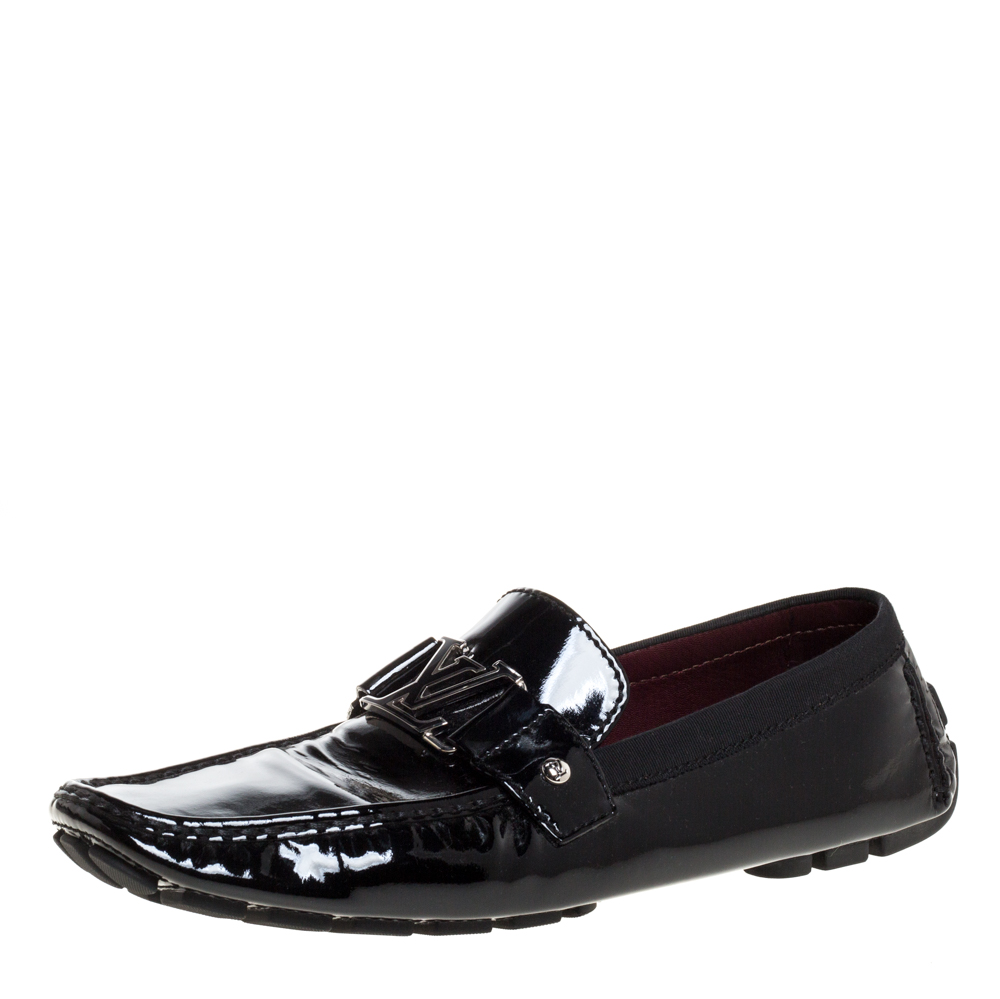 Pre-Owned Louis Vuitton Black Patent Leather Monte Carlo Loafers Size 46 | ModeSens