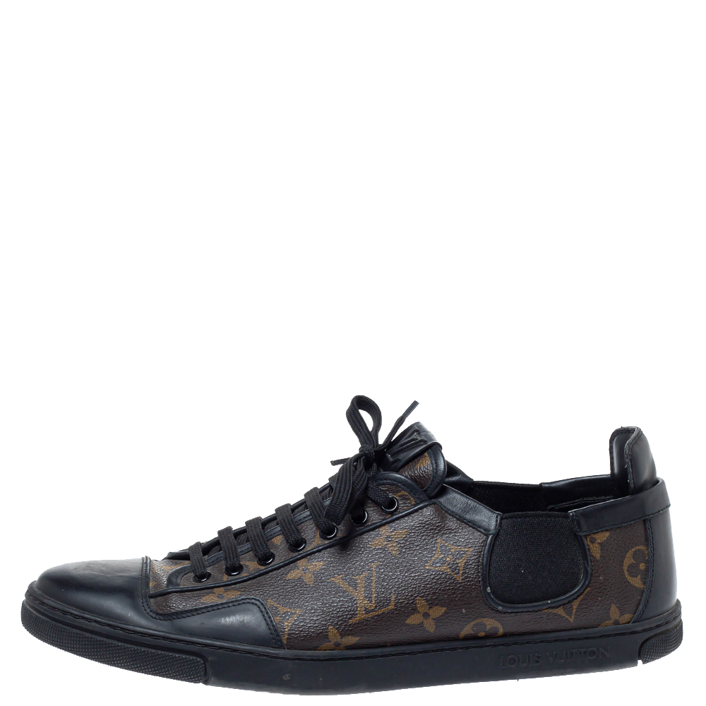 

Louis Vuitton Brown Monogram Canvas And Black Leather Slalom Low Top Sneakers Size