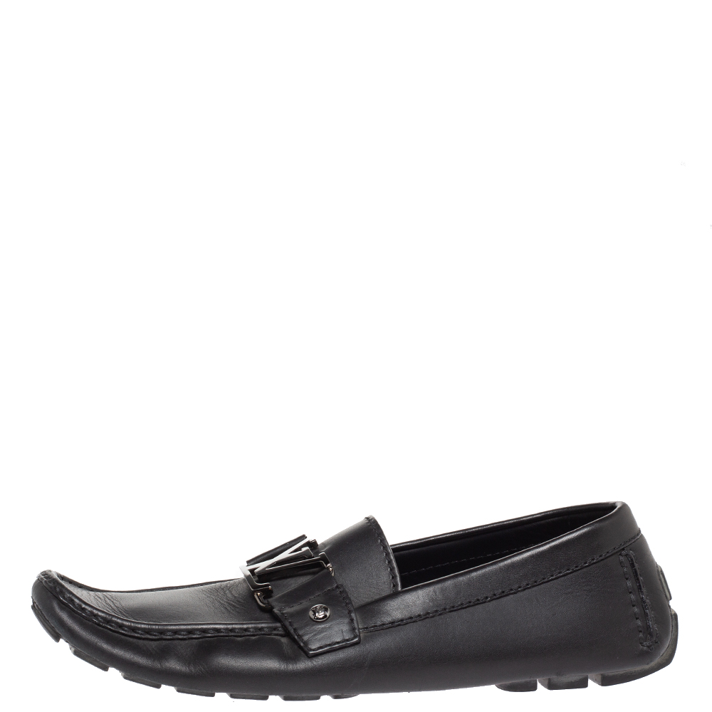 

Louis Vuitton Black Leather Monte Carlo Loafers Size