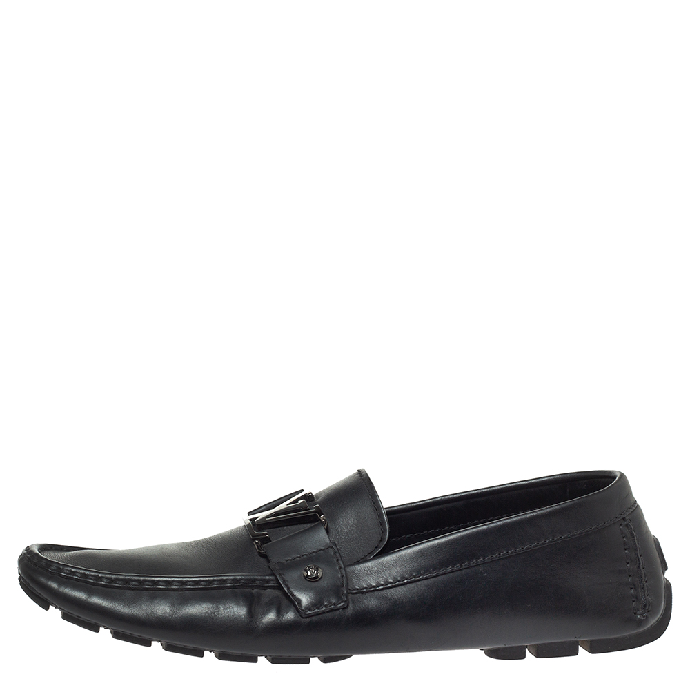 

Louis Vuitton Black Grain Leather Driver Loafers Size