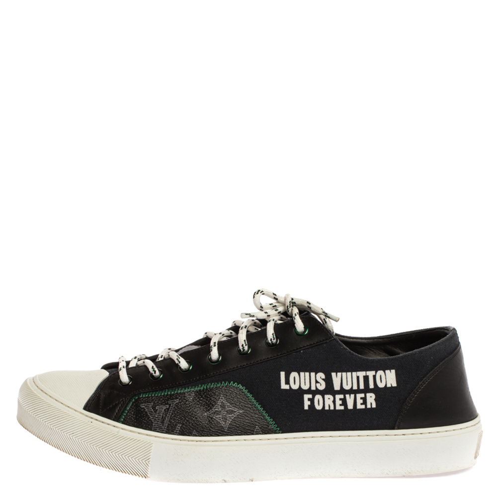 

Louis Vuitton Black Canvas And Leather Slip On Sneakers Size