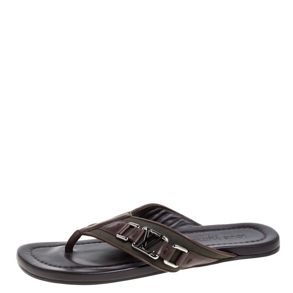 

Louis Vuitton Brown Leather Hamptons Thong Sandals Size