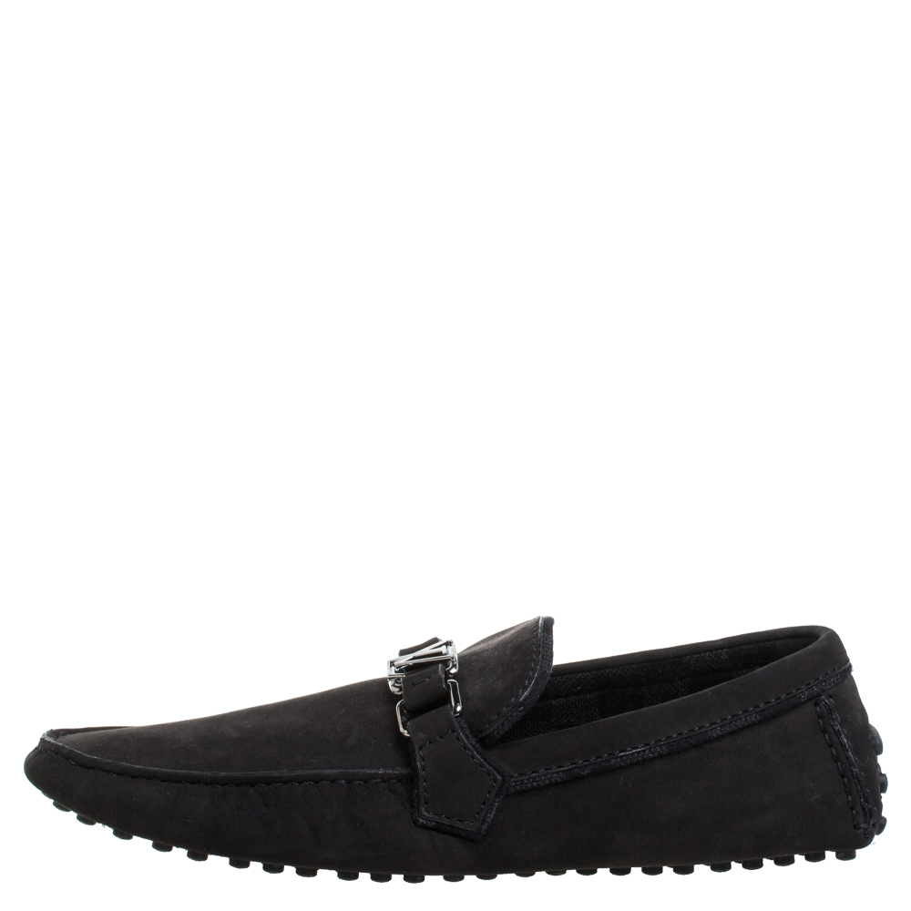 

Louis Vuitton Black Suede Major Logo Slip On Loafers Size