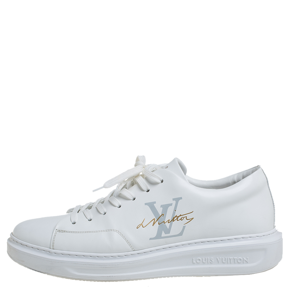 

Louis Vuitton White Leather Low Top Sneakers Size