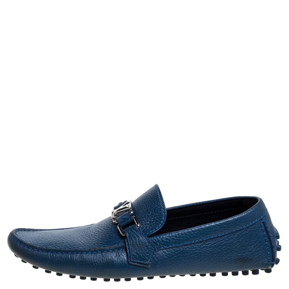 

Louis Vuitton Blue Leather Hockenheim Loafers Size