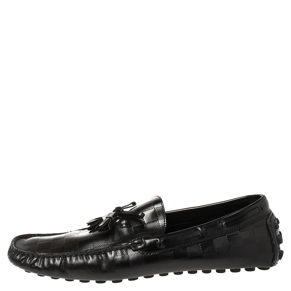 

Louis Vuitton Black Damier Leather Imola Tassel Loafers Size