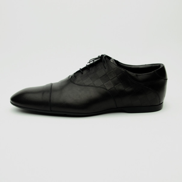 Louis Vuitton Mens Oxford Shoes Black Leather Round Toe Lace Up