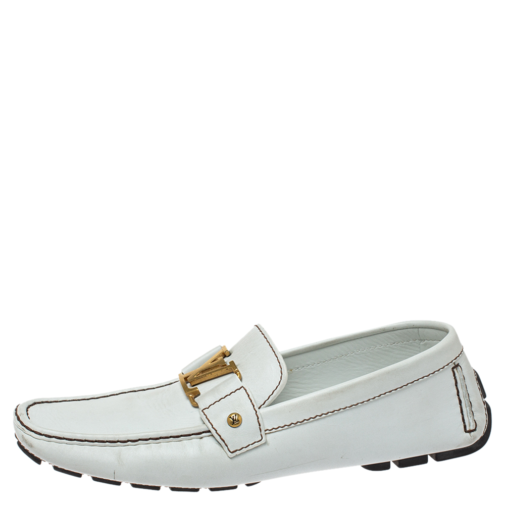 

Louis Vuitton White Leather Monte Carlo Loafers Size