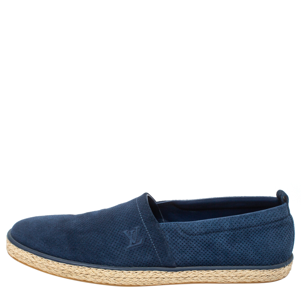 

Louis Vuitton Blue Perforated Suede Espadrille Flats Size