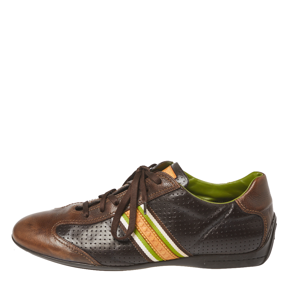 

Louis Vuitton Brown Perforated Leather Low Top Sneakers Size