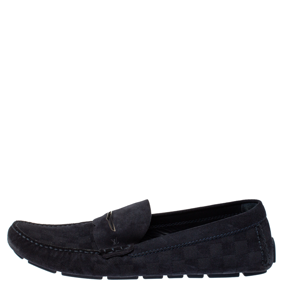 

Louis Vuitton Navy Blue Damier Infini Suede Loafers Size