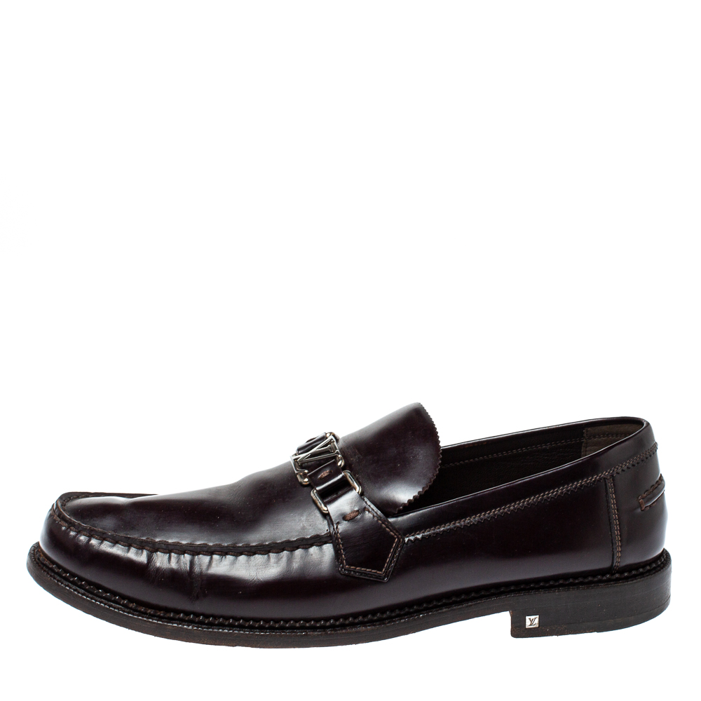 

Louis Vuitton Dark Brown Patent Leather Major Loafers Size
