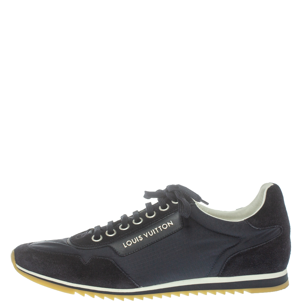 

Louis Vuitton Blue Suede Leather And Nylon Trainers Low Top Sneakers Size